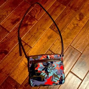 Fossil Cross-body Canvas Purse with Leather Strap and Accents